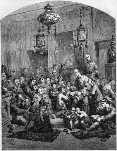 A school in China in 1858. by Unknown artist
