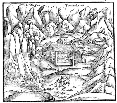 Baths of Baden (Austria), engraving 16th century by Unknown artist