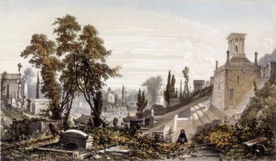 Cemetery of Père Lachaise - lithography by Unknown artist