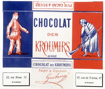 Chocolate of the Kroumirs. Advertising label by Unknown artist