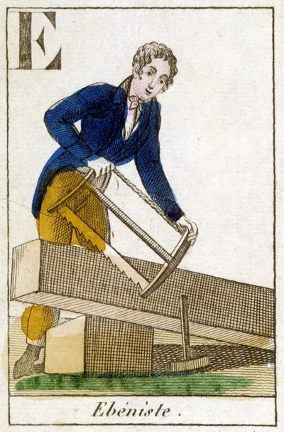 Cabinetmaker at work - engraving, c.1800 by Unknown artist