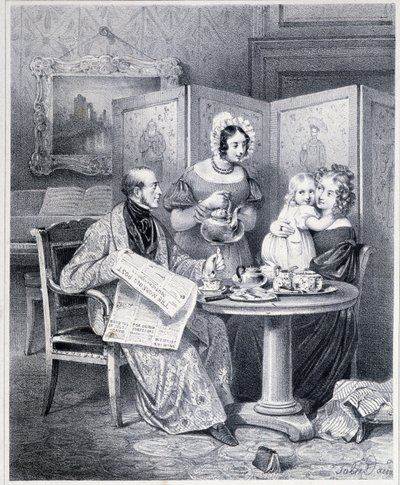English couple taking tea - 19th century by Unknown artist