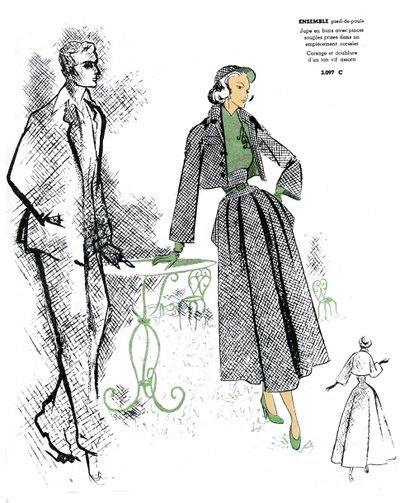 French Fashion, Houndstooth Outfit Design by Unknown artist