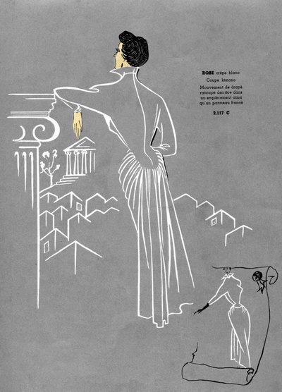 French Fashion, White Crepe Dress Design by Unknown artist