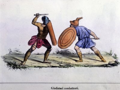 Gladiator Fight. 19th Century Engraving by Unknown artist