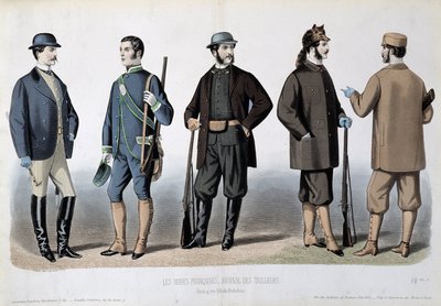 Hunting outfits, Le Journal des tailors by Unknown artist