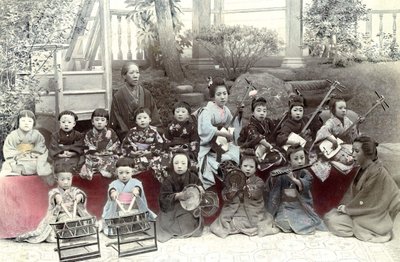 Japanese Children playing music, late 19th century by Unknown artist