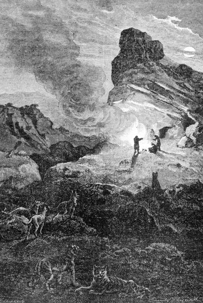 Life in the Palaeolithic. 19th century engraving. by Unknown artist