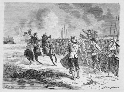 Mazarin stopping the two armies by Unknown artist