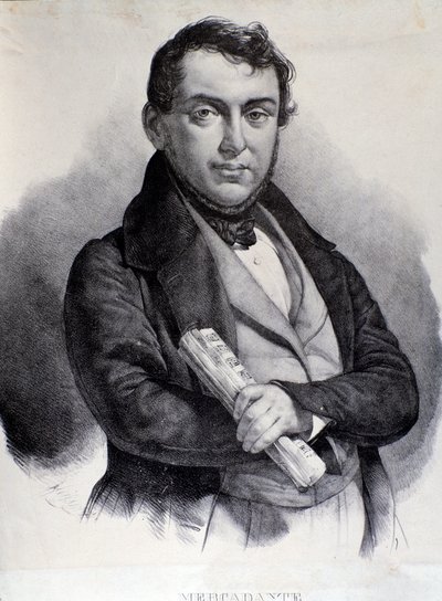Portrait of Giuseppe Saverio Mercadante (lithography) by Unknown artist