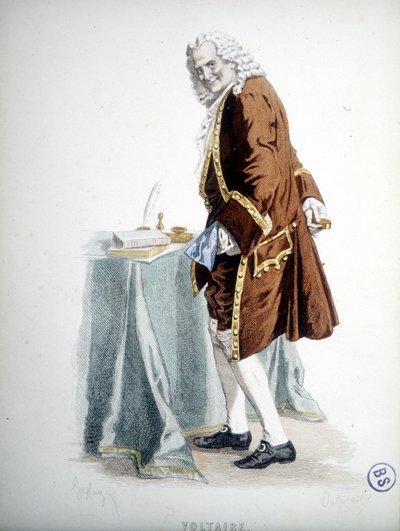 Portrait of Voltaire - engraving by Unknown artist