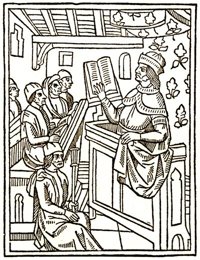 Professor teaching from a chair by Unknown artist