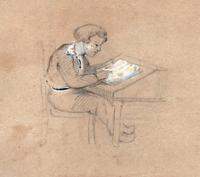 Schoolboy at Work (drawing, circa 1830) by Unknown artist