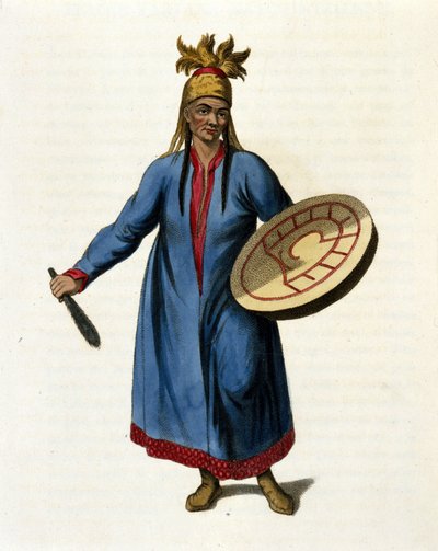 Siberian Shaman. 19th century engraving by Unknown artist