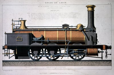 Steam locomotive - drawing in the wash by Unknown artist