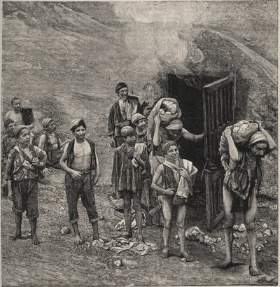 Sulfur Mining in Sicily, Drawing by Unknown artist