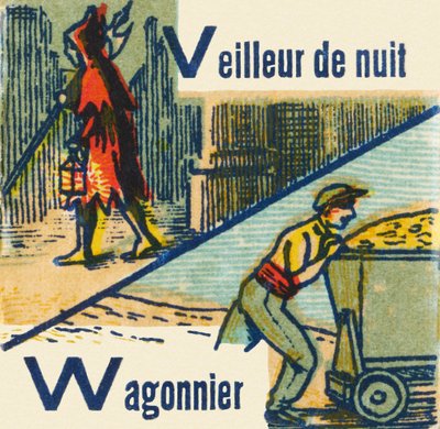 V as Night Watchman W as Car by Unknown artist
