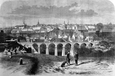 View of Luxembourg City. 19th Century Engraving by Unknown artist