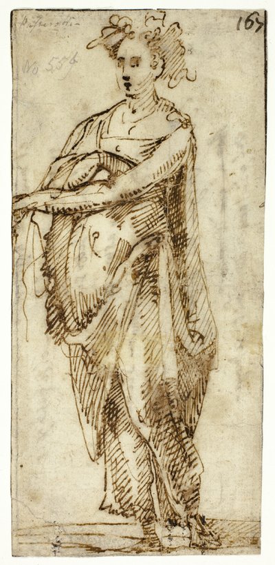 Full-Length Figure of a Woman by Unknown Sienese