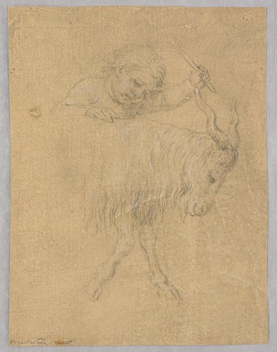 A Boy Driving a Goat by Unknown artist