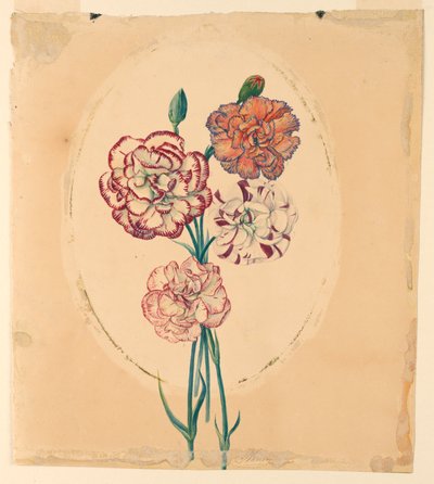 A bunch of four carnations by Unknown artist