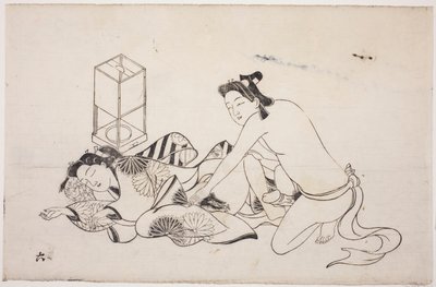 A sheet from a shunga album by Unknown artist