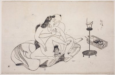 A sheet from a shunga album by Unknown artist