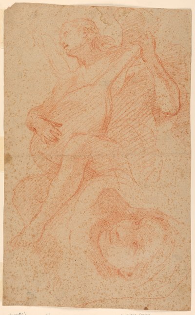 Angel Playing Lute; Verso Angels with Cross by Unknown artist