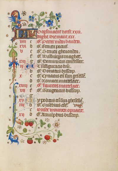 August Calendar Page by Unknown artist