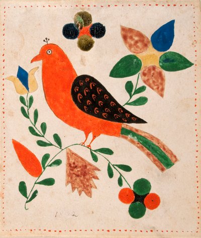 Bird Facing Left on Flowering Twig by Unknown artist