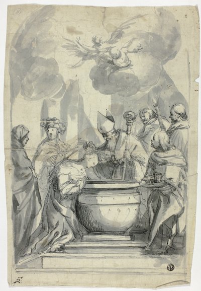 Bishop Anointing Female Saint by Unknown artist