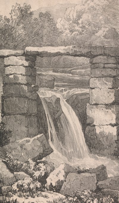 Bridge over Waterfall by Unknown artist