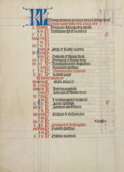 Calendar Page by Unknown artist
