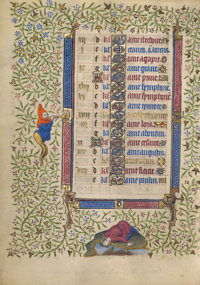Calendar Page for August Continued by Unknown artist