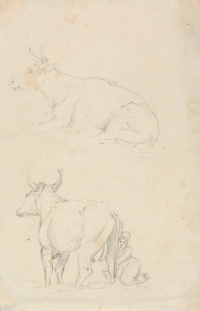 Cows and Milkmaid by Unknown artist