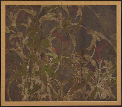 Coxcombs, maize and morning glories by Unknown artist