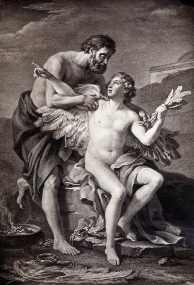 Daedalus and Icarus. 19th Century Engraving. by Unknown artist