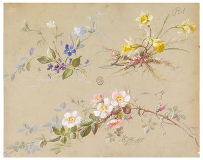 Design for Wallpaper and Textile: Flowers by Unknown artist