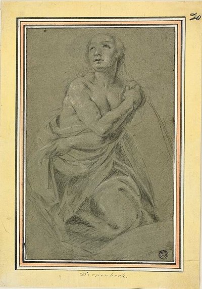 Draped Kneeling Female Nude by Unknown artist