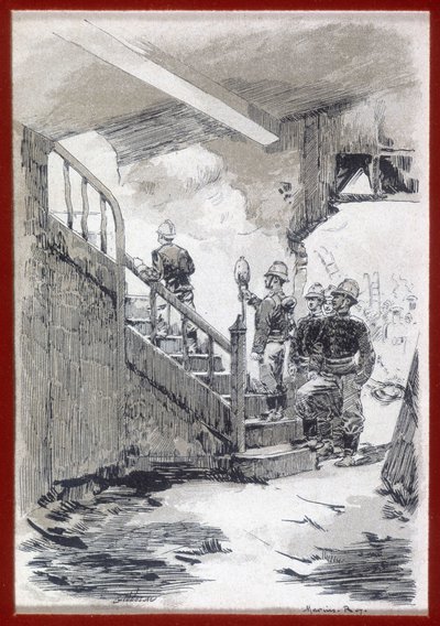 Firefighters: fire recognition (engraving) by Unknown artist