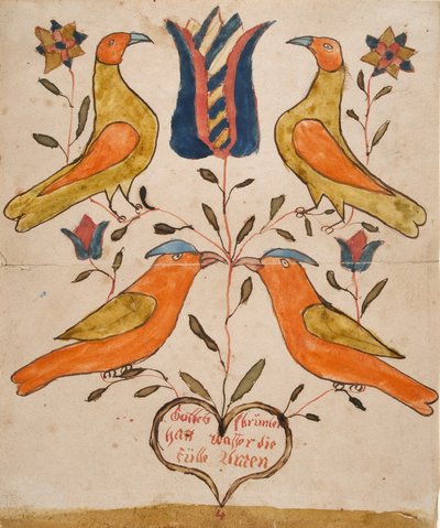 Four Birds, Tulip, and Heart by Unknown artist