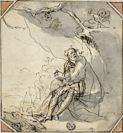 Hermit Saint in Cave by Unknown artist