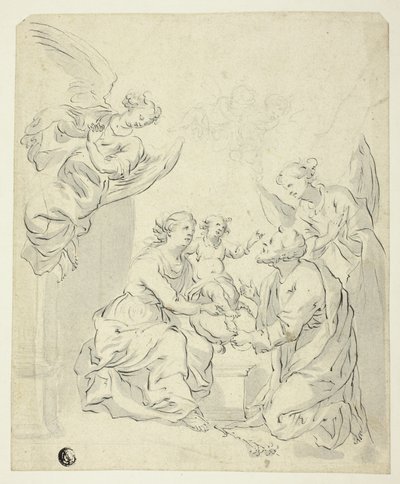 Holy Family with Angels by Unknown artist