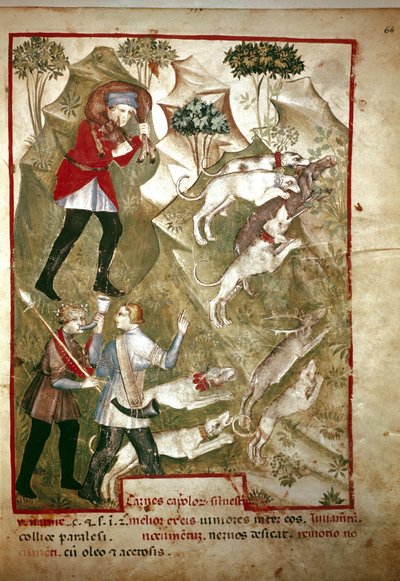 Hunting (Miniature, 14th century) by Unknown artist