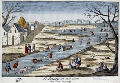 Ice Skating at Gentilly - Engraving by Unknown artist