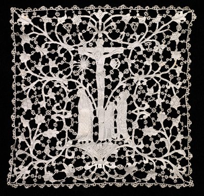 Needlepoint (Venetian Flat Point) Lace Ecclesiastical Square by Unknown artist