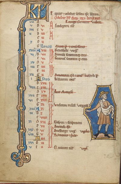 October Calendar Page; Sowing by Unknown artist