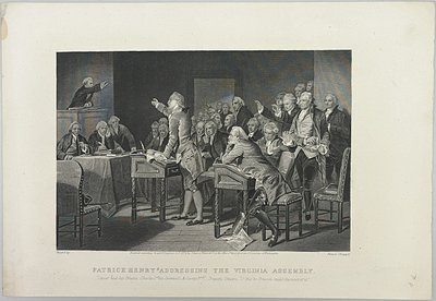 Patrick Henry addressing the Virginia Assembly by Unknown artist