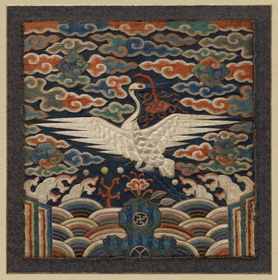 Rank Badge with Single Crane Motif by Unknown artist