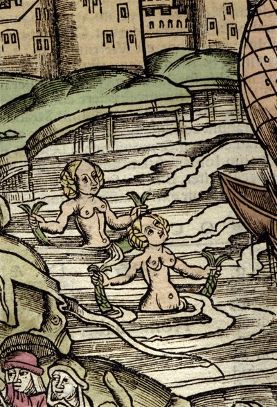 Representation of sirens. 16th century engraving by Unknown artist